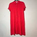 J. Jill Button Up Shirt Dress Collared Pink Pima Cotton Size Medium Knee Length Photo 1