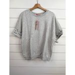 Catherine Malandrino  Size L Grey Heather Pearl Studded Short Sleeve Sweatshirt Photo 2