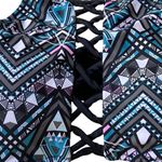 Rue 21 Rue Blue Geometric Cutout High Neck Halter Swim Top Photo 3