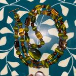 2 beautiful beaded necklaces Green Purple tigers eye stones glass beads Photo 2