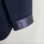 Ralph Lauren  Black Label Blouse Top Shirt Lambskin Leather Trim Zip Back Size 6 Photo 4