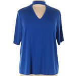 Excellent Boutique Plus Women’s Blue Keyhole Cutout Neck Blouse Size 0X Plus Photo 1