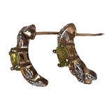 925 Sterling Silver Peridot Pave Diamond Women’s Designer Earrings Huggies Silver Photo 5