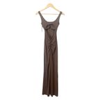 VertVie Brown Back Cutout Scrunch Butt Flare‎ Leg Sleeveless Jumpsuit Size Small Photo 1