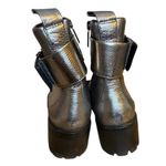 Karl Lagerfeld Metallic Gunmetal Jewelled Maeva Biker Boots Photo 3
