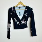 Streetwear Society CLEARANCE! Black Boutique Floral Ruffle Wrap Crop Top Size S NWT Photo 0