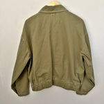 Sans Souci  | Army Green Contrast Topstitch Moto Jacket Utility | Size Large Photo 3