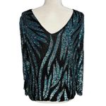 Vintage Oleg Cassini Blouse Small Beaded 100% Silk Formal Long Sleeve Evening Black Photo 3