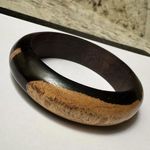 Wooden Handcrafted Wide Bangle Bracelet 8 Inch Brown Wood Photo 2