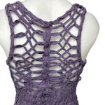 Free People Floral Cotton Purple Sleeveless Round Crochet Peplum Tank Top Size S Photo 8