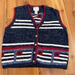 Christopher & Banks  Hand Embroidered USA Patriotic Flag Sweater Vest Women Small Photo 0