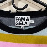 Pam & Gela  women's multistripe crew neck sweater size small petite wool Y2K Photo 2