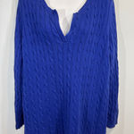 Ralph Lauren Lauren  Royal Blue Cable Knit V Neck Tunic Sweater Women's Size XL Photo 0
