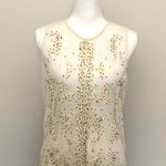 Willow & Clay Top Crocheted Beaded Cami Sleeveless Floral Mesh Sheer Cream Black Photo 0