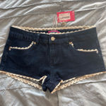 Edikted  Women’s Maye Contrast Lacey Denim Shorts Photo 1