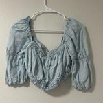 ZARA  Baby Blue Balloon Sleeve Crop Photo 0