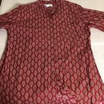 Orvis Long sleeve pattern button up band collar long sleeve Tunic shirt Sz. LRG Photo 2