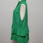 Eloquii  Green High Low Ruffle Peplum Button Down Size 20 Photo 4