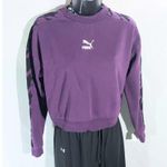 Gap Puma's cropped Warm crewneck purple graphic sweatshirt size small Photo 0