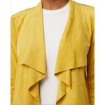 Bagatelle  Faux Suede Drape Moto Jacket Blazer Open Front Yellow, Size‎ Small Photo 5