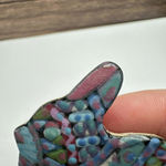 Blue Bunny Rabbit Artisan Mary Vaughn Ceramic Hand Made Brooch Pin Photo 7