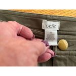 Cache olive green stretch capri jeans pants size 10 gold tone trim Perfect Photo 2