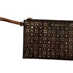 Michael Kors Jet Set Travel Wristlet Brown Cutout Gold PVC Clutch Bag Photo 1