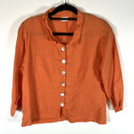 Habitat Clothes To Live In Shirt Orange 100% Linen Button Up Lagenlook Sz Small Photo 0