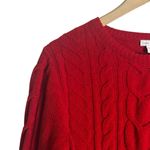 J.Jill  Red Chenille Cable Knit Long Sleeve Crewneck Pullover Sweater Size SP Photo 3