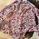 BODEN Pink Floral Stephanie Silk Sheer Blouse Top Long Sleeve‎ Size 4 Red Photo 8