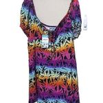 Crown & Ivy New Swim Coverup Cabana Rainbow Palm Tree Sundress Size XL NWT Beach Photo 0