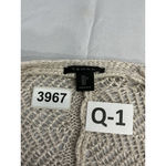 Tahari Womans Sweater Large Beige Knit Open Front Cardigan Short Sleeves Photo 2