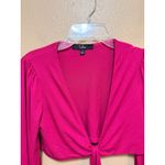 Lulus  Hot Pink Tie Front Cropped Cardigan Bolero Top Long Sleeve Size S Photo 2