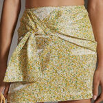 Anthropologie Sabina Musayev Fitted Yellow Floral Print Mini Skirt Size Large Photo 0