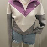 FILA VTG 90s 80s  Retro Colorblock Quarter-Zip Purple Gray White Collared Sweater Photo 3