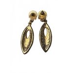 Vintage Gold Tone Black and White Enamel Dangle Earrings Photo 1