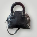 Donald J Pliner Couture Made in Mountains in Italy Leather Reptile Satchel Bag Black Photo 1