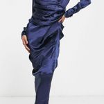 ASOS Design Satin High Drape Neck Dress Photo 0