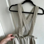 Adriana Degreas Linen Blend Cross Back Overall Dress Size Medium Tan Photo 2