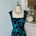 Calvin Klein Black & Jade Green Sheath Dress Square Neckline Size 8 Photo 2