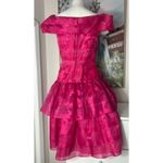 Vintage Pink Off Shoulder Tiered Ruffle Organza Cocktail Party Dress Size Small Photo 7