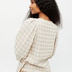 Little Lies Lana Checkered Linen Top NWT Photo 3