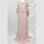 TFNC New Plus Pleated Chiffon Slit Maxi Bridesmaid Dress Pink Mink Size 18 Photo 6