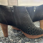 Paul Green Chic Bravo Black Suede Ankle Booties Open Peep Toe Caged Size 6 Photo 0