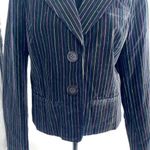 Caslon women's multi color striped black VELVET BLAZER JACKET size Large Petite Photo 2