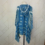 Raga  Pom Trim Hooded Poncho Kimono‎ Blue Photo 6