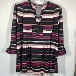 Avenue  Women's Striped Split Neck Roll Tab Sleeves Blouse Multicolor Size 22/24 Photo 0