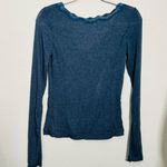 Free People NEW Intimately Big Love Ribbed Long Sleeve Top Blue Dark Academia Sm Photo 3