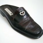 Brighton  Womens Jade Slide Shoes 7.5 Slip On Close Toe Black Brown Leather Photo 0