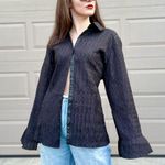 Princess Polly  Crinkle Textured Satin Snap Button Down Relaxed Fit Shirt 14 Photo 2